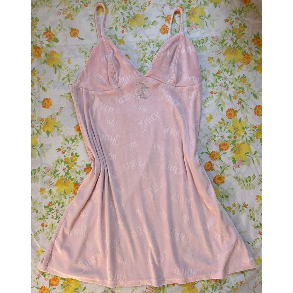 Juicy Couture pink velour bejeweled mini night dress